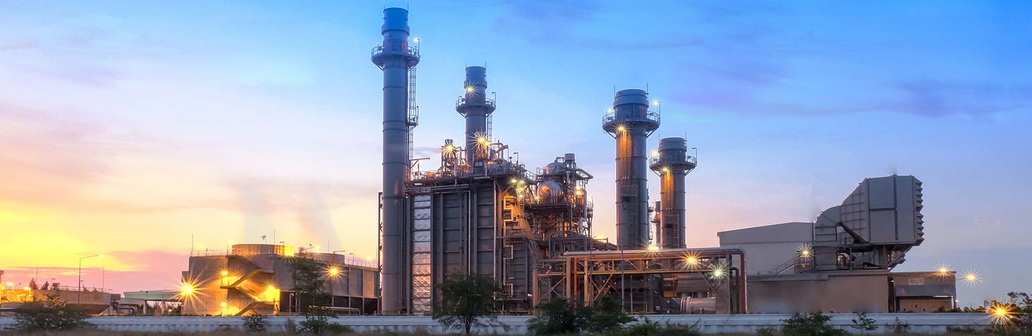 Wide shot of power plant