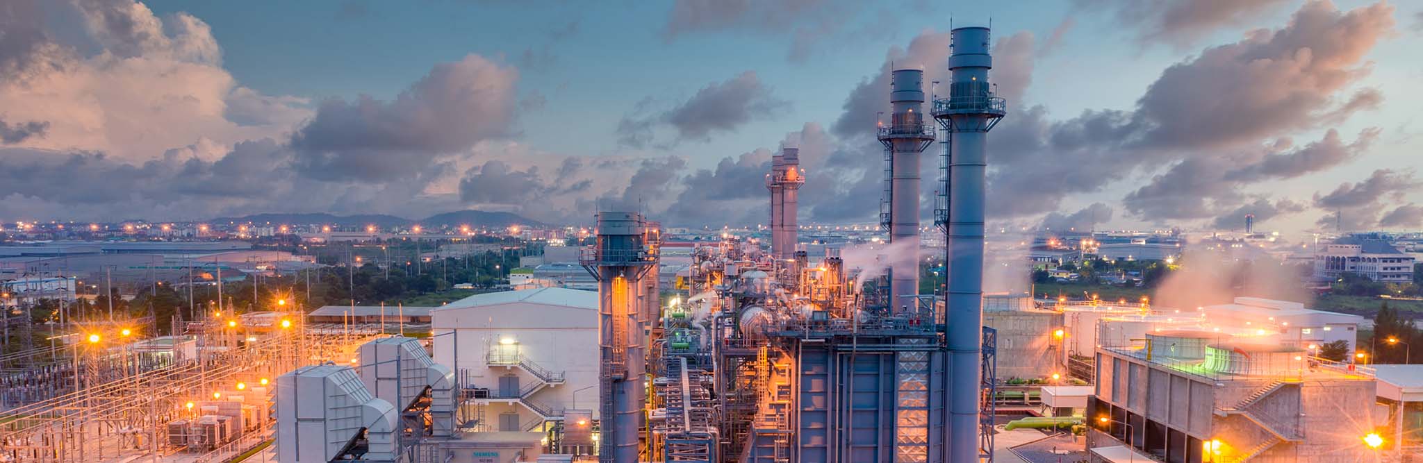 Wide shot of power plant